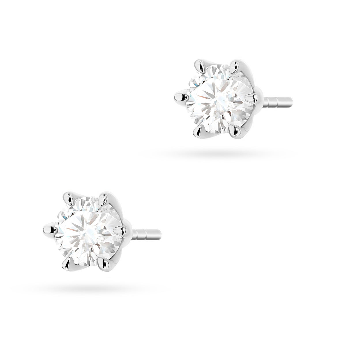 White Gold Earrings with 2 x 0.50 ct Lab-Grown Diamonds | 585 (14k) White Gold Stud Earrings