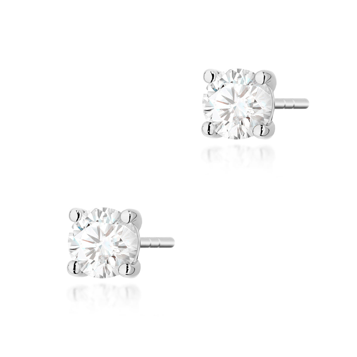 White Gold Earrings with 2 x 0.50 ct Diamonds | 585 (14k) White Gold Stud Earrings