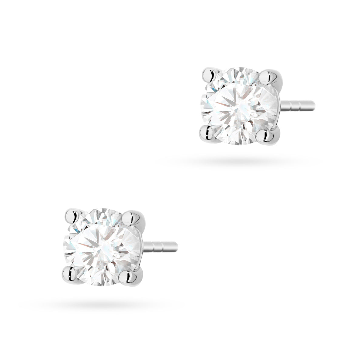 White Gold Earrings with 2 x 0.70 ct Lab-Grown Diamonds | 585 (14k) White Gold Stud Earrings