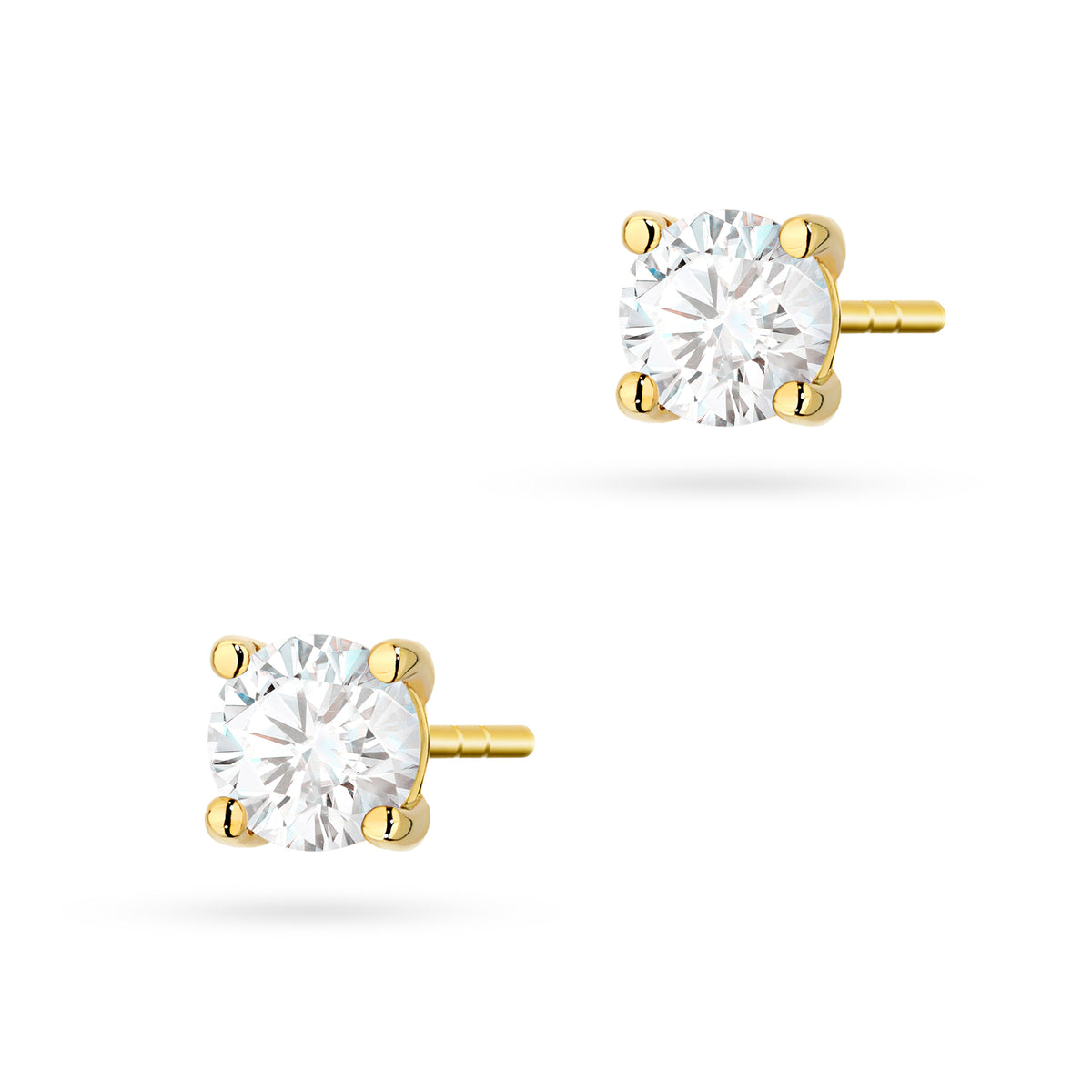 Gold Earrings with 2 x 0.50 ct Diamonds | 585 (14k) Gold Stud Earrings