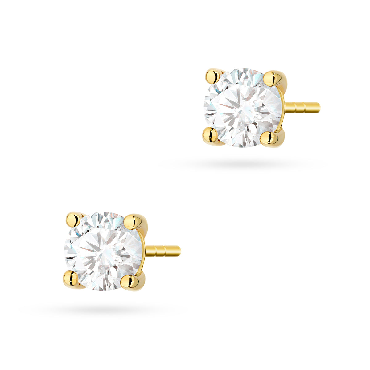 Gold Earrings with 2 x 0.70 ct Diamonds | 585 (14k) Gold Stud Earrings