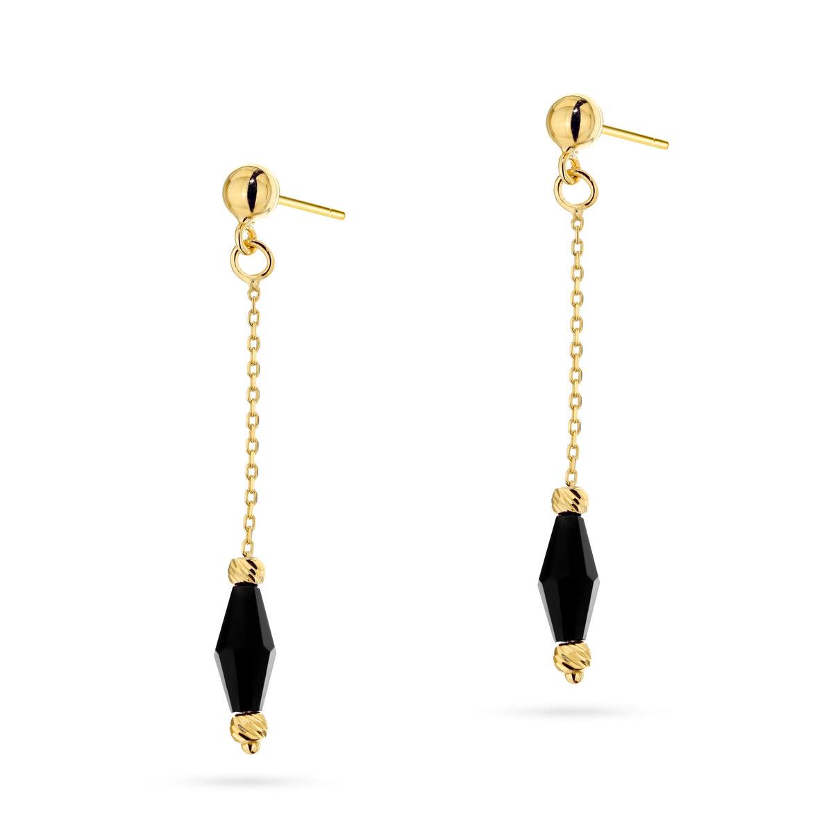 goldene Ohrstecker mit Perlen k061 14k 585 Zirkonia