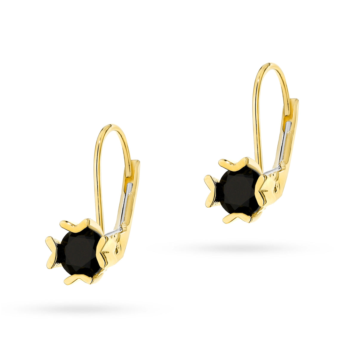 goldene englische Ohrhänger mit Zirkonia k120 14k 585 cz