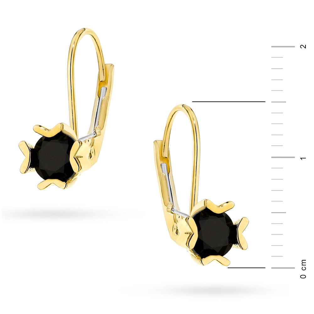 goldene englische Ohrhänger mit Zirkonia k120 14k 585 cz