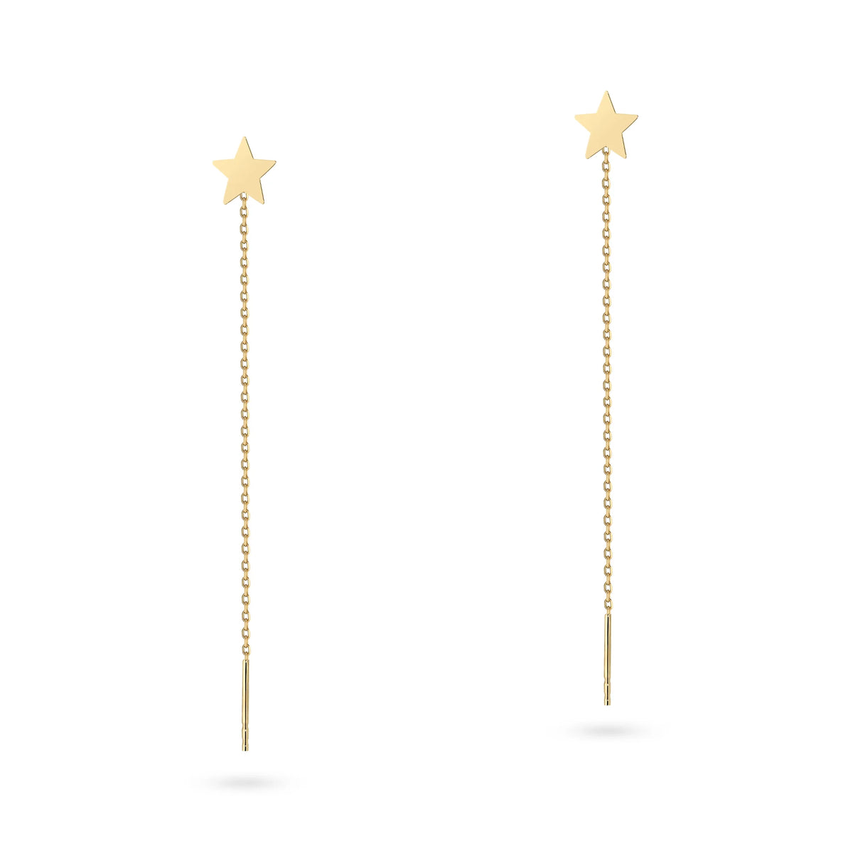 Stars chain pull through gold earrings