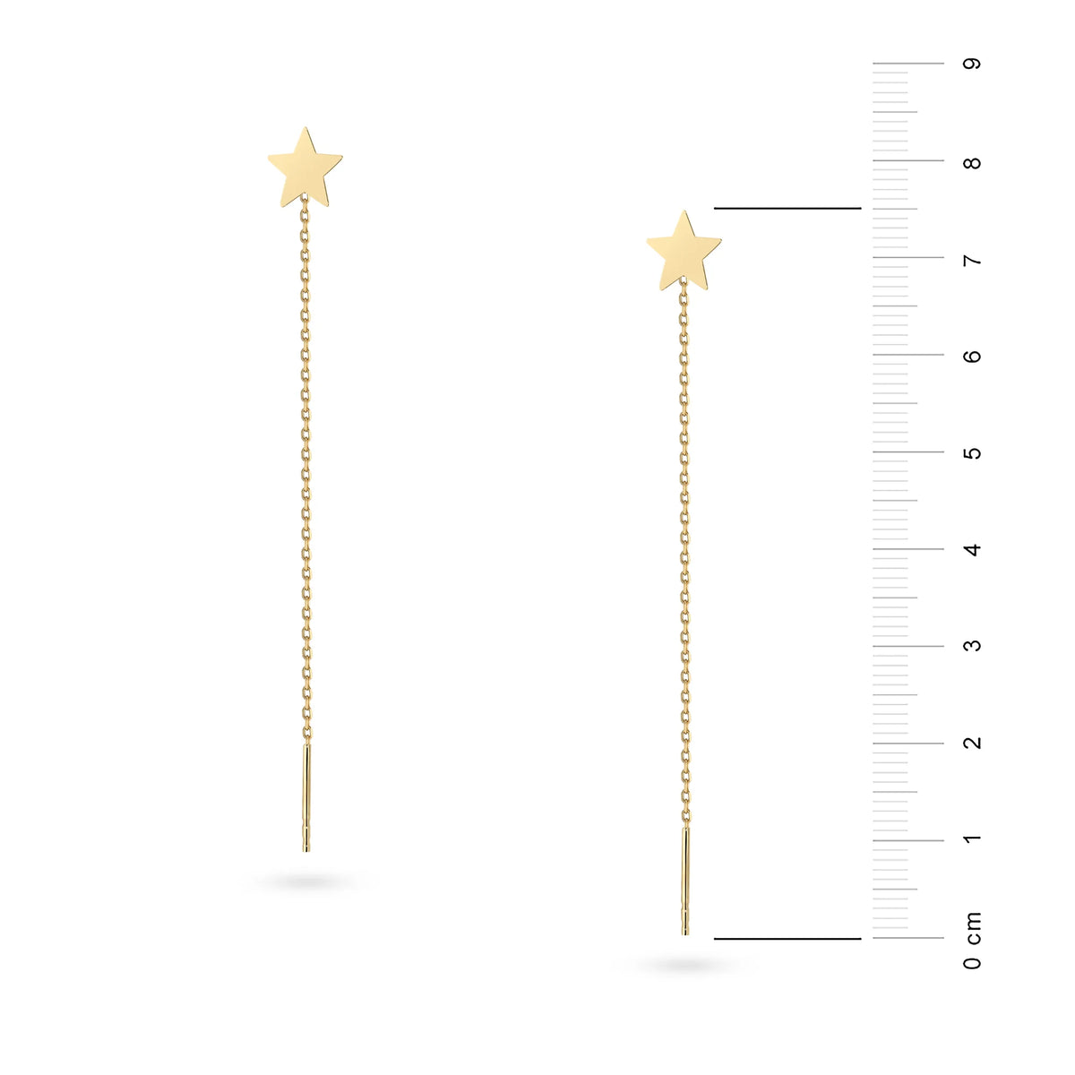 Stars chain pull through gold earrings