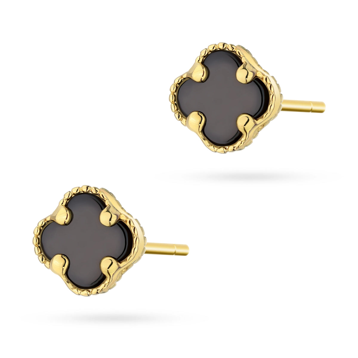 black-lucky-clover-stud-gold-earrings-k1302-585