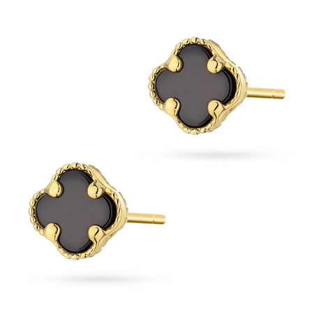 black-lucky-clover-stud-gold-earrings-k1302-585