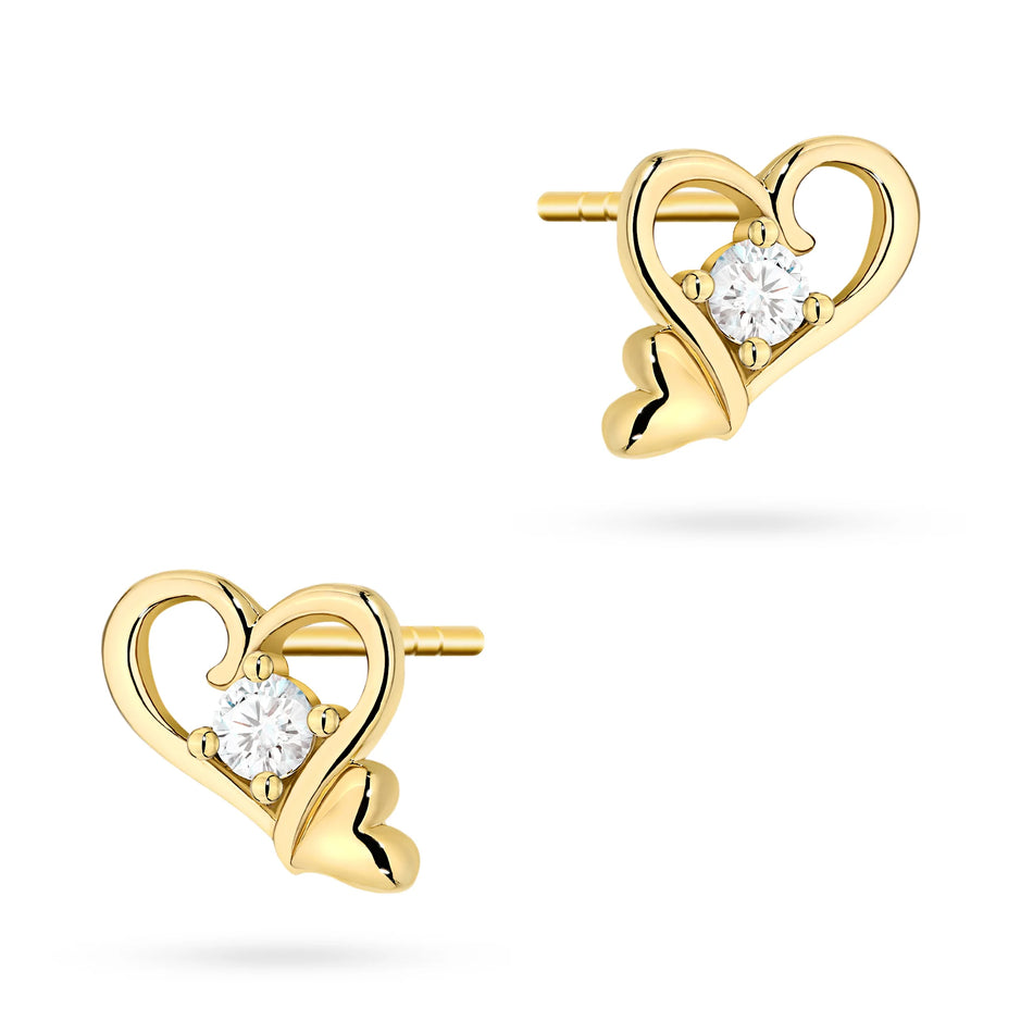 Gold Stud Earrings with Zirconia
