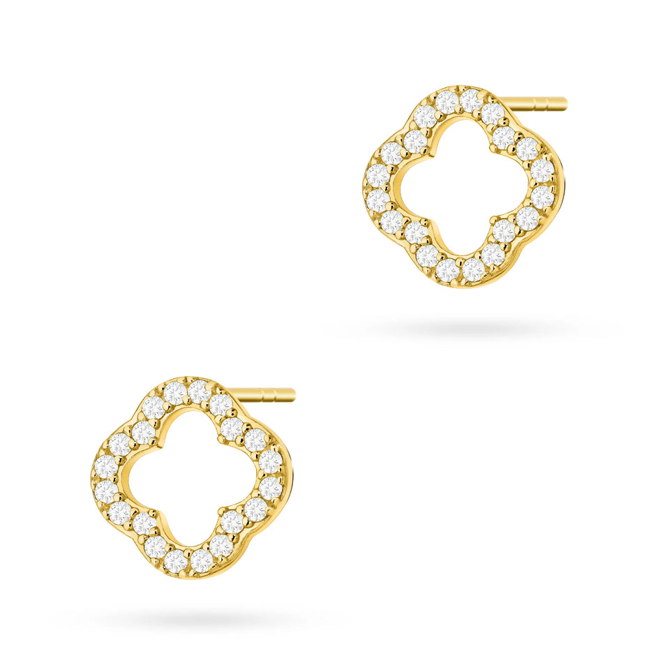 Pozlacené stříbrné náušnice pecky se zirkony