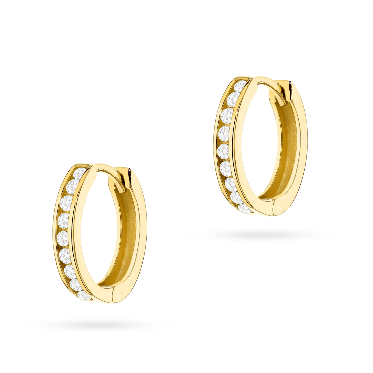 goldene Creolen-Ohrringe mit Zirkonia k320 14k 585 b