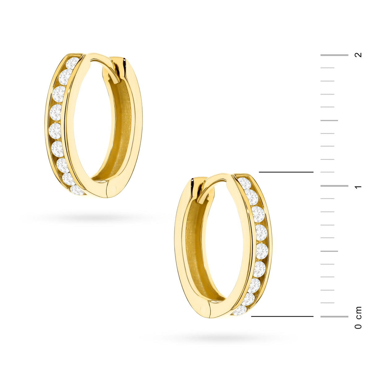 goldene Creolen-Ohrringe mit Zirkonia k320 14k 585 b