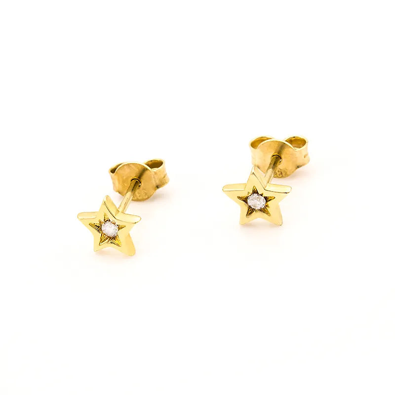 Kinder-Goldstecker-Ohrringe mit Zirkonia-Stern k391-333