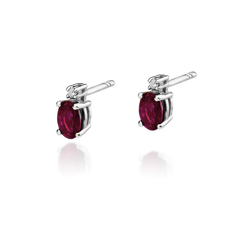 zlaté náušnice s 0,60ct rubínem a 0,029ct diamanty k0001-rur-01