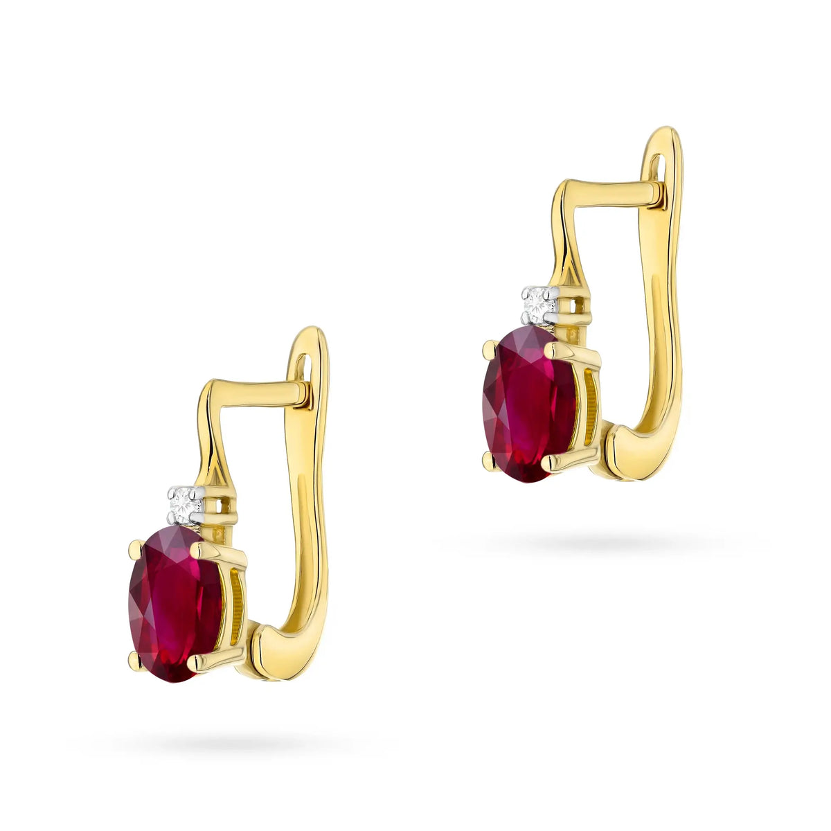 zlaté náušnice s 0,60ct rubínem a diamanty k0011-rur-01