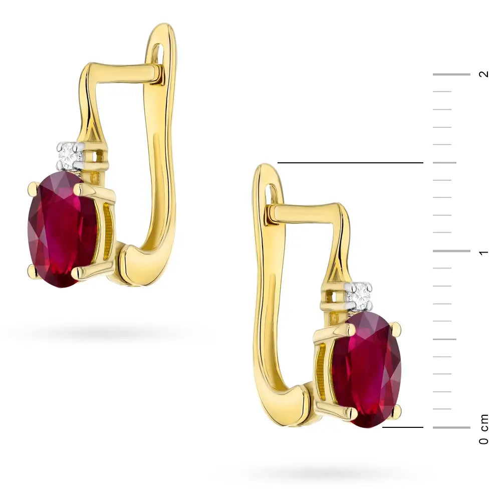 zlaté náušnice s 0,60ct rubínem a diamanty k0011-rur-01