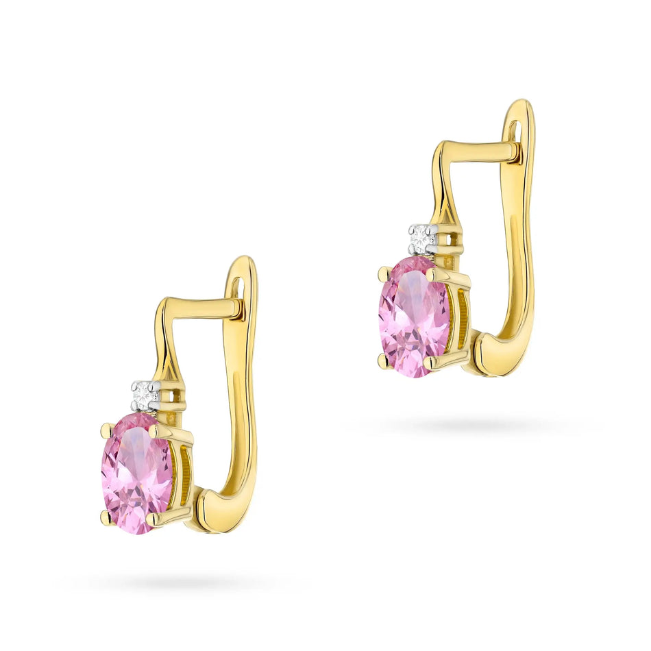 Gold Earrings with 0.45ct Pink Sapphire and Diamonds