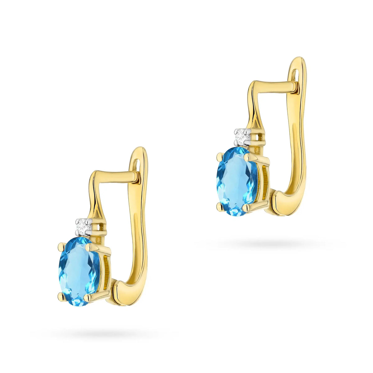 Zlaté náušnice s topazem 0,50 ct a diamanty
