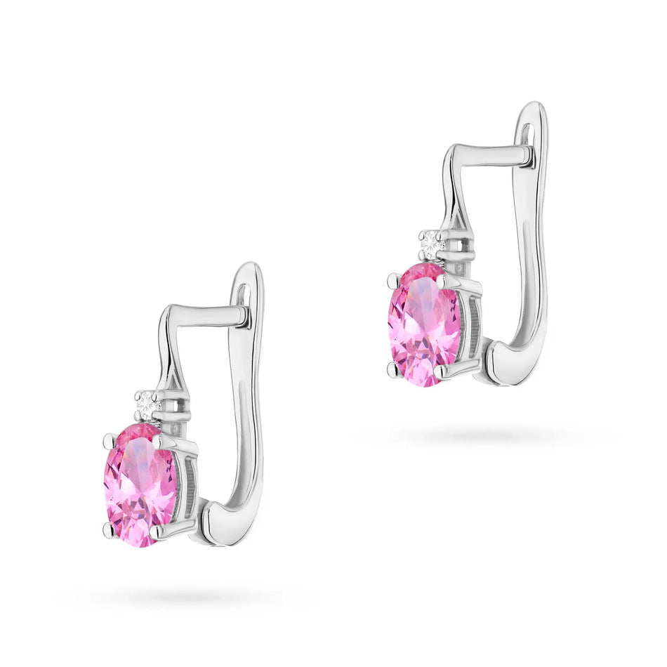 Goldohrringe mit 0,50 ct Pinktopas und Diamanten
