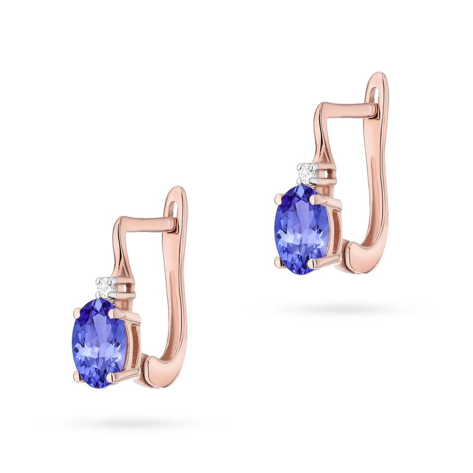 Goldohrringe mit 0,40 ct Tansanit und Diamanten