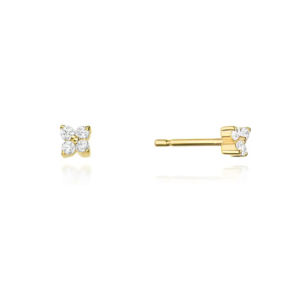 Ohrringe aus 585er Gelbgold mit je 4 Diamanten im Brillantschliff