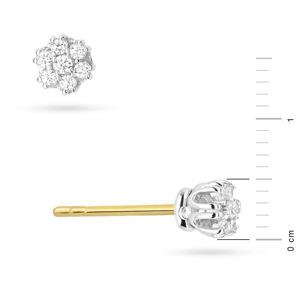 Gold Earrings with 0.20ct Diamonds Flowers