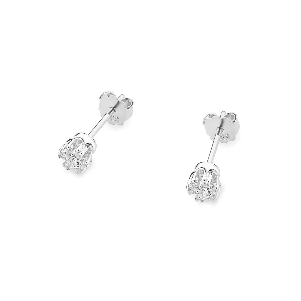 Gold Earrings with 0.20ct Diamonds Flowers