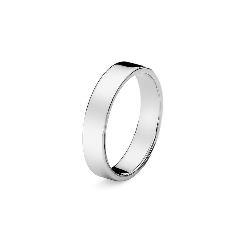 Klassischer Flach Weißgold Ehering 4mm