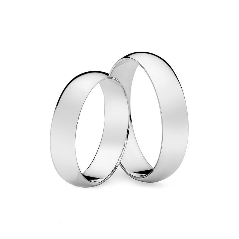 Klassische Halb-runde Weißgold Eheringe 5mm