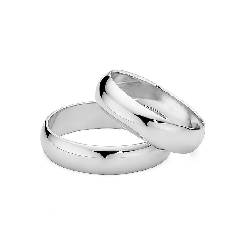 Klassische Halb-runde Weißgold Eheringe 5mm