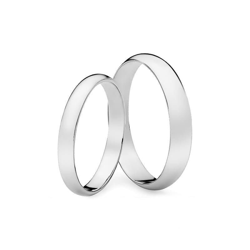 Classic Half-round White Gold Wedding Bands Rings 3 and 4mm