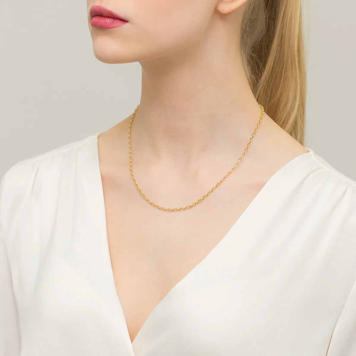 chaîne rolo en argent plaqué or 2,8 mm l235 925 z