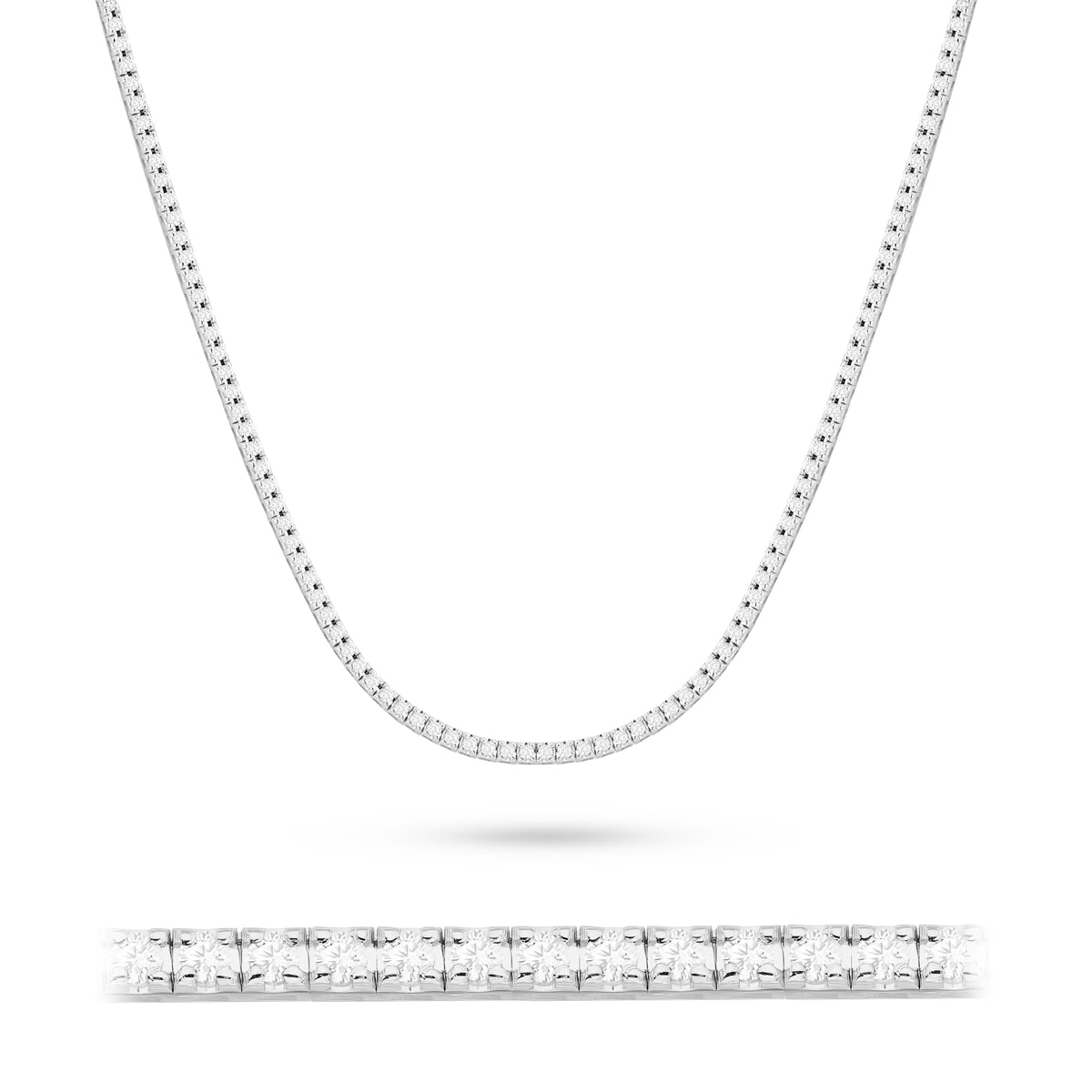 White Gold Tennis Necklace with 169 Round Lab-Grown Diamonds - 3.38ct