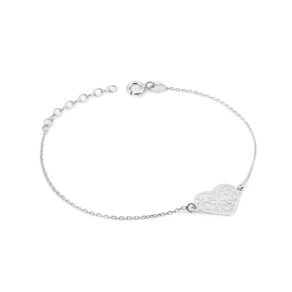 Silber Schmuckset Halskette und Armband mit durchbrochenem Herz