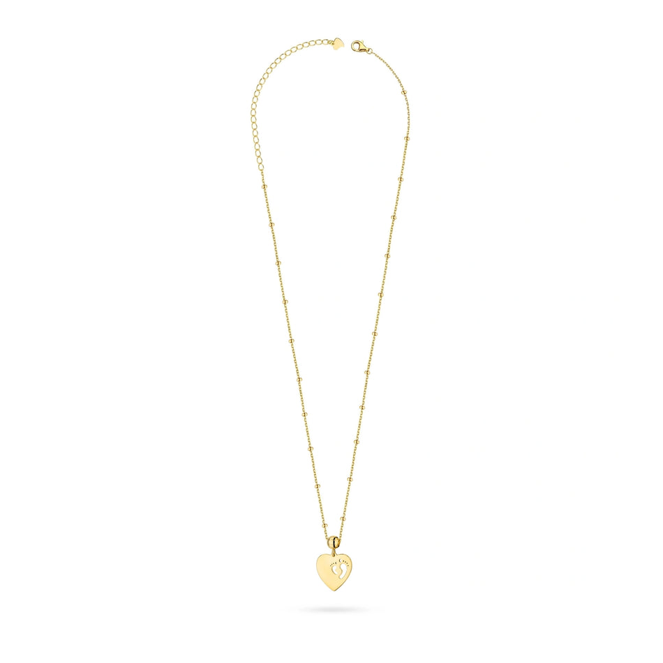 Sada pozlaceného náhrdelníku a náramku — srdce s dětskými nožičkami, gravírované (pro maminku)