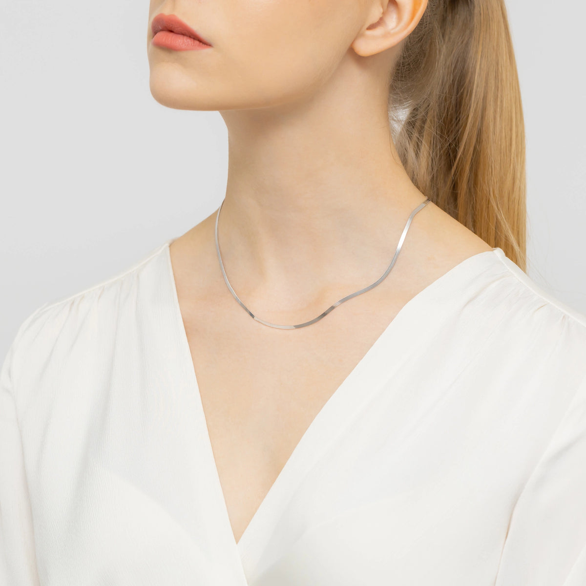 Sterling Silver Flat Wide Snake Chain Necklace