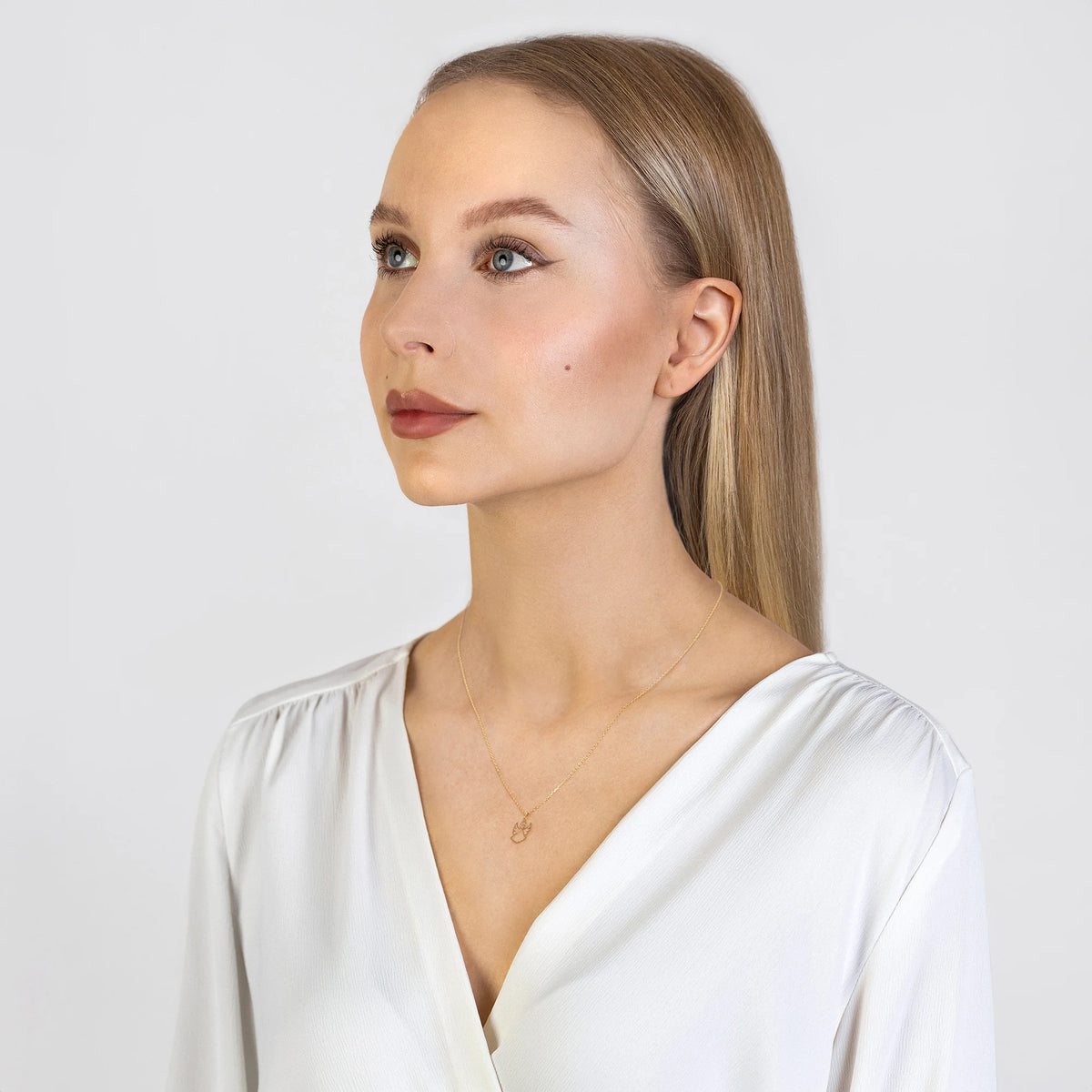 Yellow Gold Delicate Angel Pendant Necklace