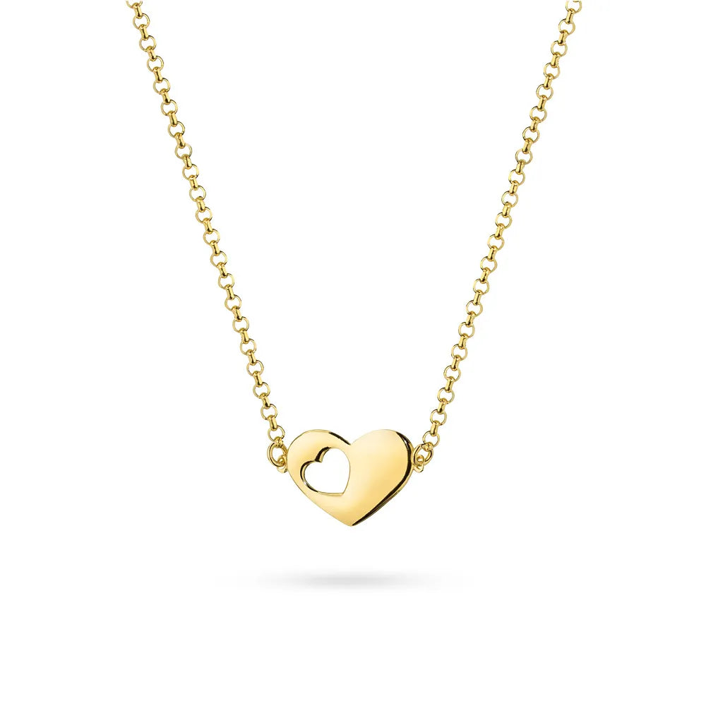 Gold-Plated Necklace with Heart in Heart Pendant