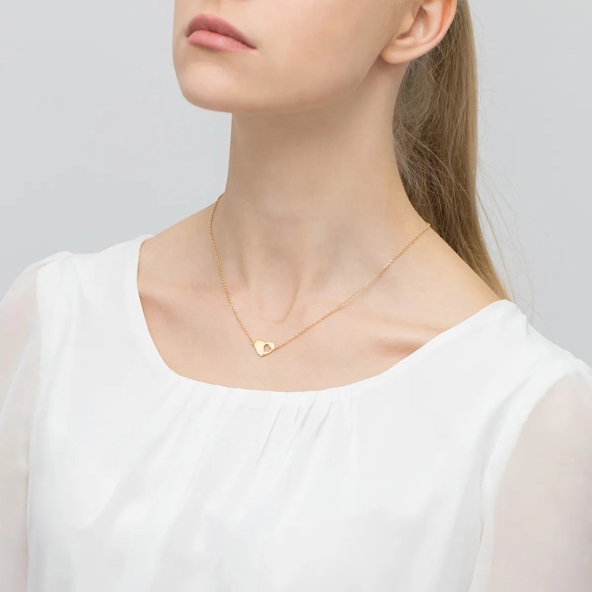 Gold-Plated Necklace with Heart in Heart Pendant
