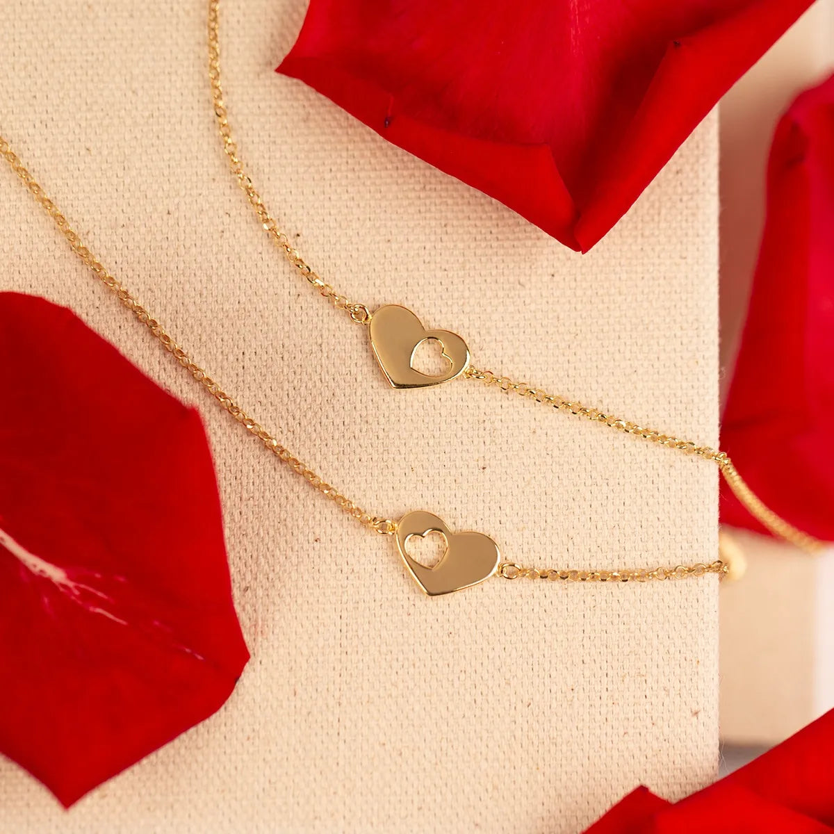 Gold-Plated Necklace with Heart in Heart Pendant