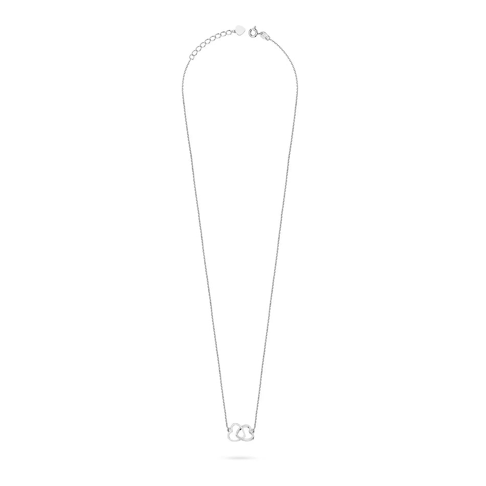 Silber Halsketten- und Armband-Set — zwei ineinander verschlungene Herzen