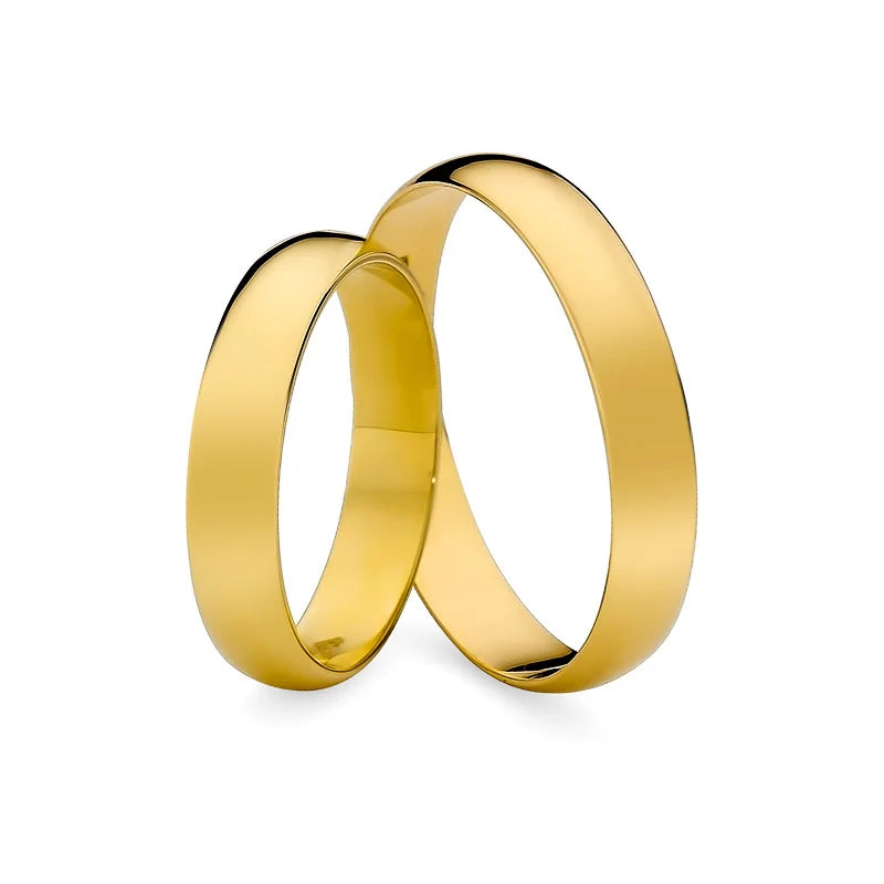 Klassische halbrunde Eheringe aus Gold 4 mm
