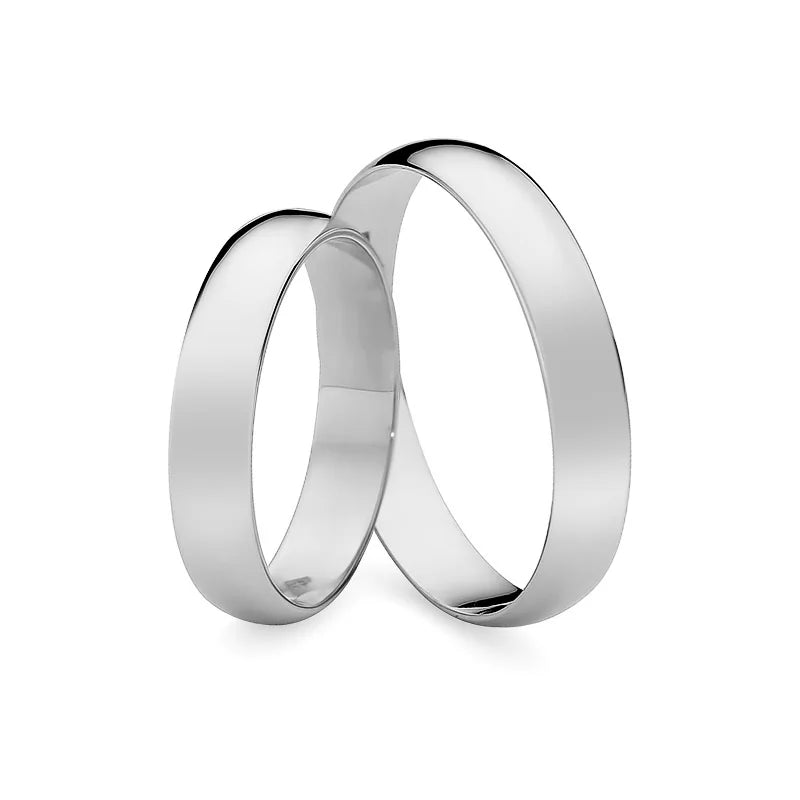 Klasické polokulaté snubní prsteny z bílého zlata 4 mm