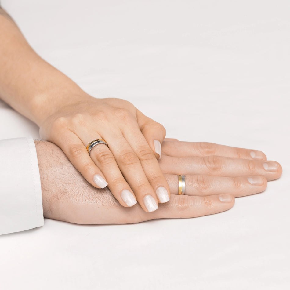 Flach zweifarbige Gold Trauringe Ringe 5mm