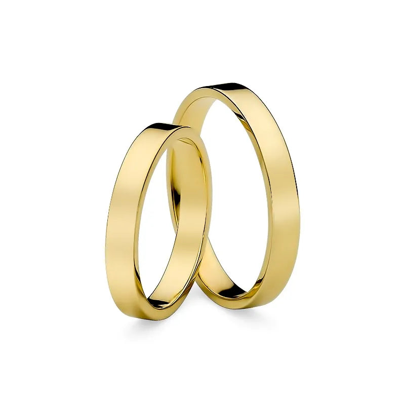 Alliances classiques plates en or 3 mm