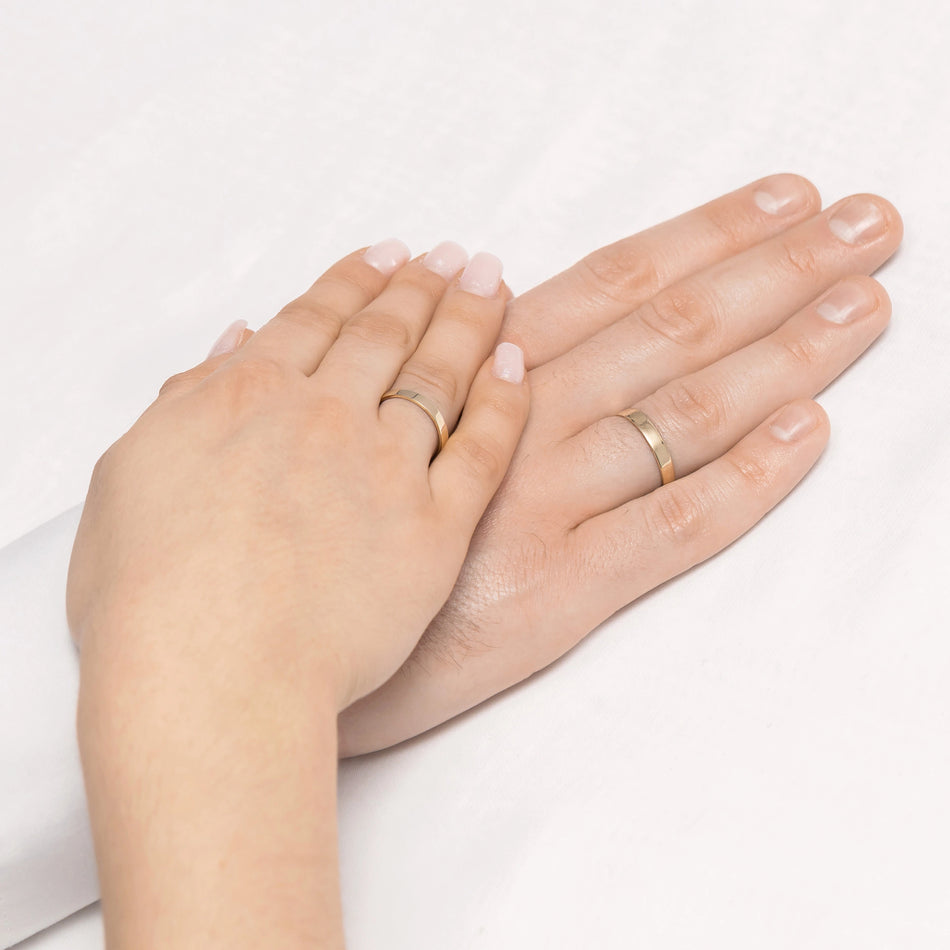 Classic Flat White Gold Wedding Bands Rings 3mm