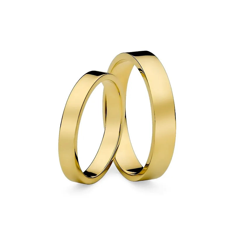 Classic Flat Gold Wedding Bands Rings 3 and 4mm