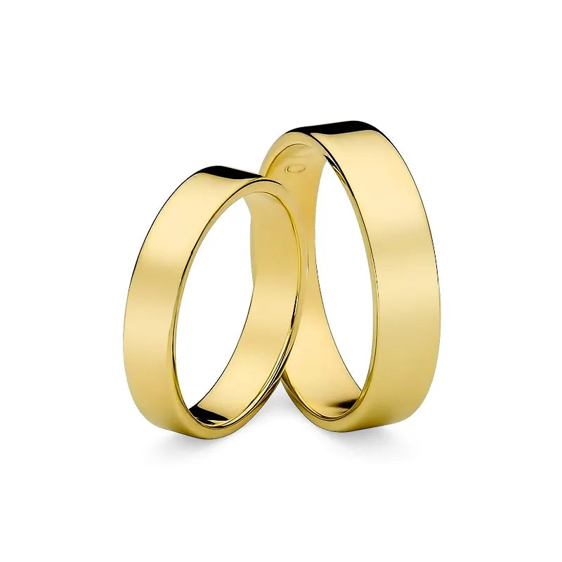 Classic Flat Gold Wedding Bands Rings 4 and 5mm