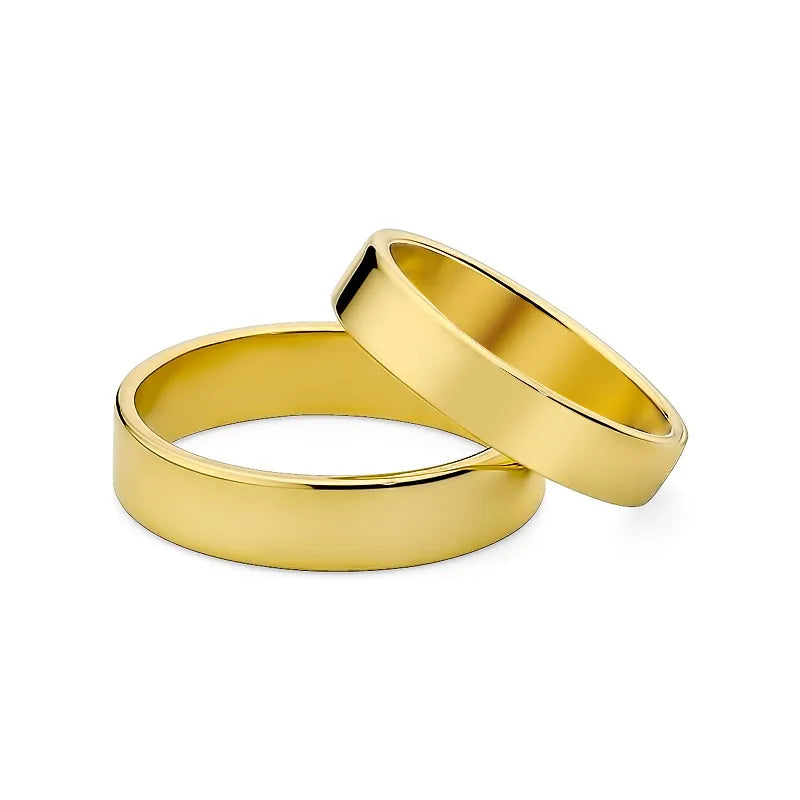 Classic Flat Gold Wedding Bands Rings 4 and 5mm