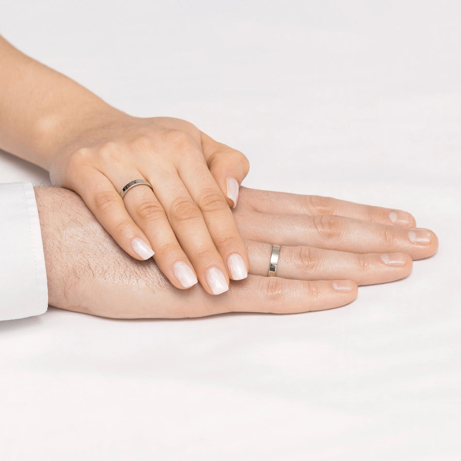 Classic Flat White Gold Wedding Bands Rings 3 and 4mm